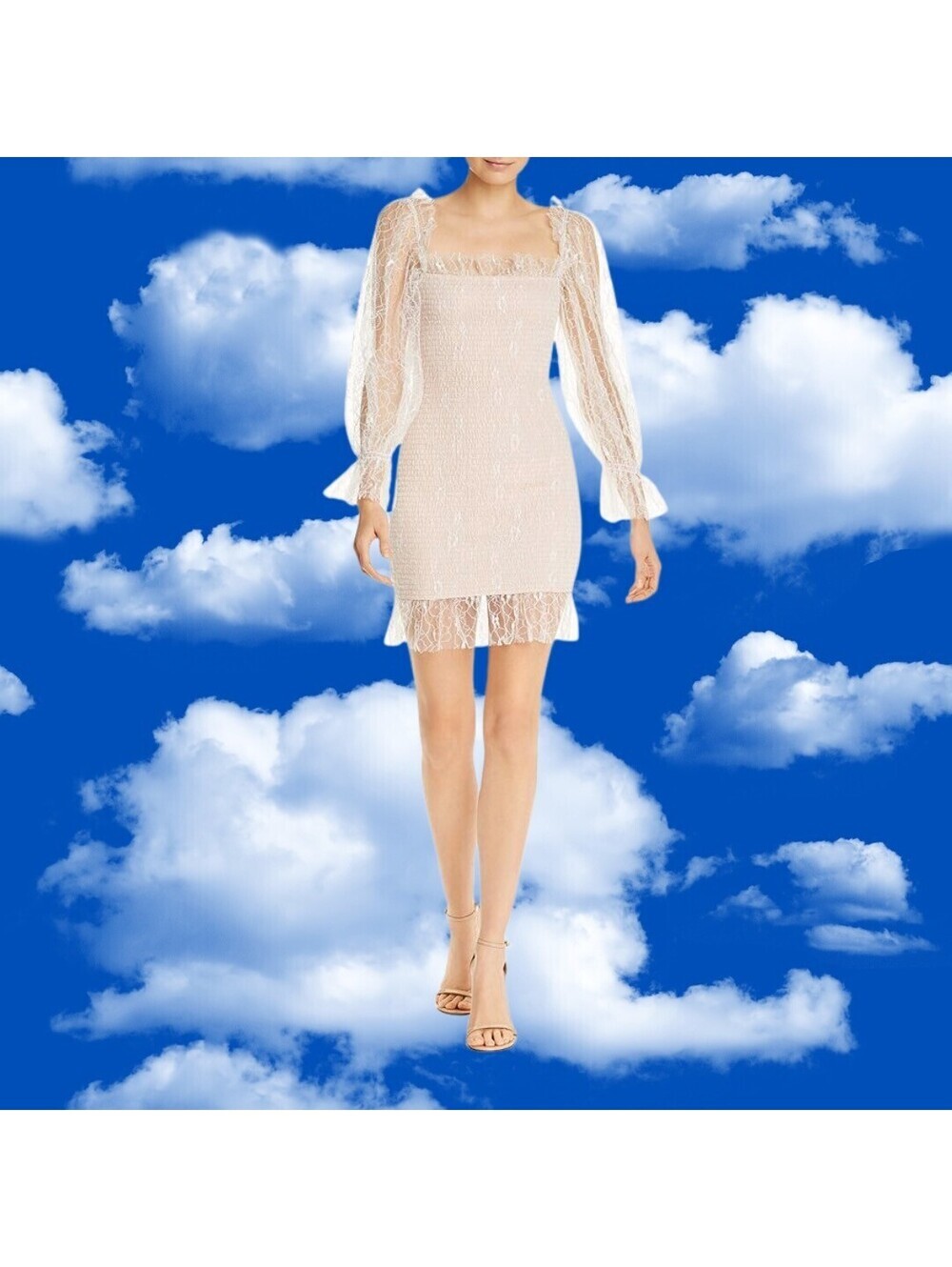 Alice McCALL After Dark Mini Dress with Sheer Lace Sleeves Blush Pink US 0 NWT - Picture 6 of 6